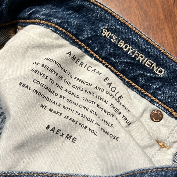 American Eagle 90's Boyfriend Wide Leg Cropped Rough Hem Sz 12S EUC - Picture 4 of 11